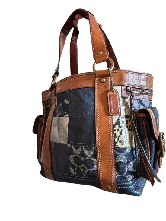 Coach Legacy RARE Limited Edition Mosaic Denim Patchwork Tote Bag Blue Signature - Picture 9 of 13